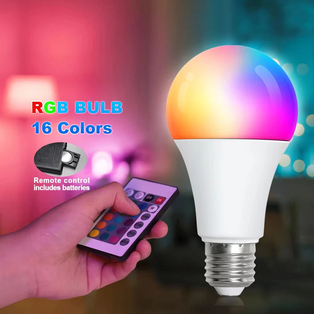 LED RGB Light Bulb AC 220V 230V E27 Bombillas LED  IR Remote Control Changeable Colorful RGBW Led Lamp Spotlight Bulb - TechSmartX