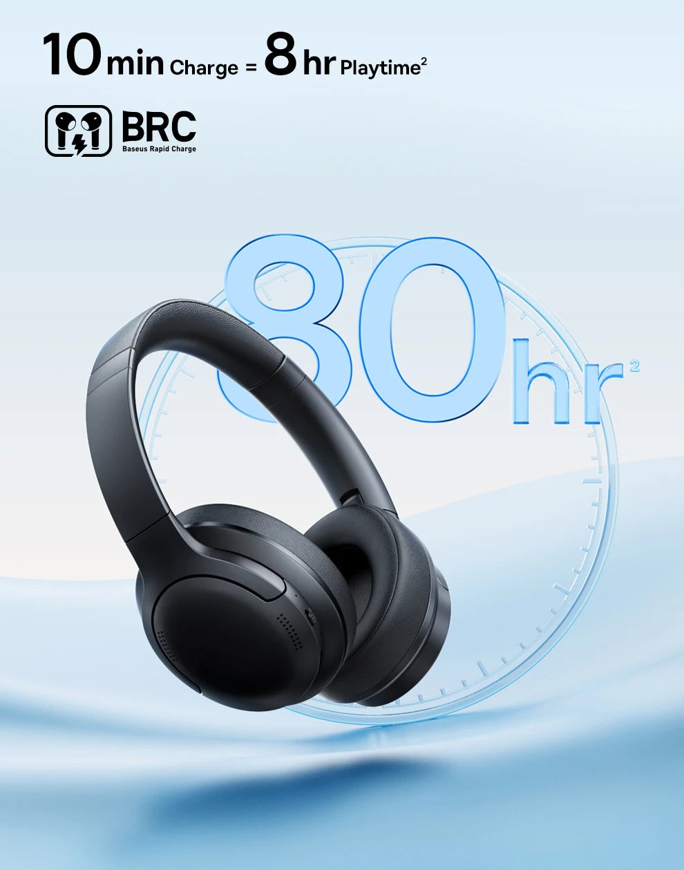 Baseus Wireless Headphones Bluetooth 5.3 HIFI Level Earphone 40mm Driver Foldable Over Ear Headsets 70H Playtime Spatial Audio - TechSmartX