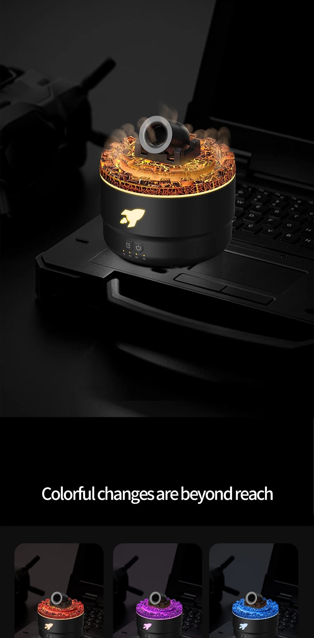 Creative Volcanic Crack Light Artillery Air Humidifier Aromatherapy Diffuser for Home Desktop Ring Spray Electric Aroma Diffuser - TechSmartX