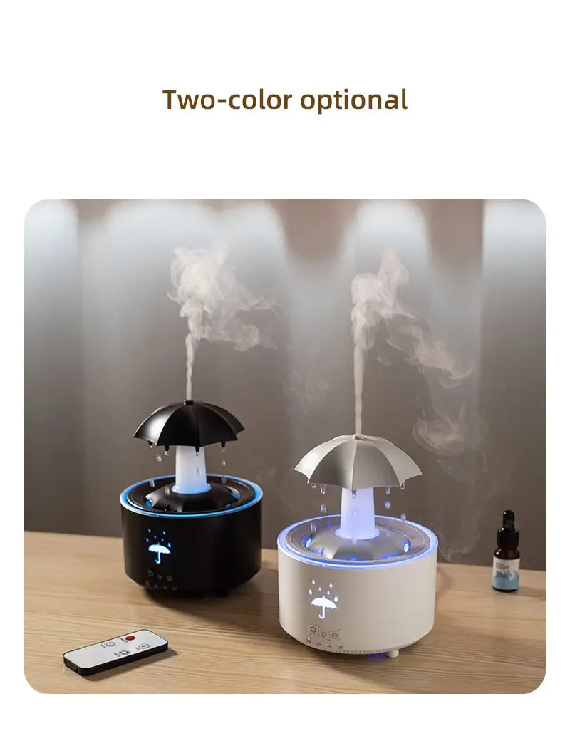 Rainbow Raindrop Aromatherapy Machine Rotating Water Drop Humidifier 7-Color Lamp Creative Umbrella Essential Oil Diffuser - TechSmartX