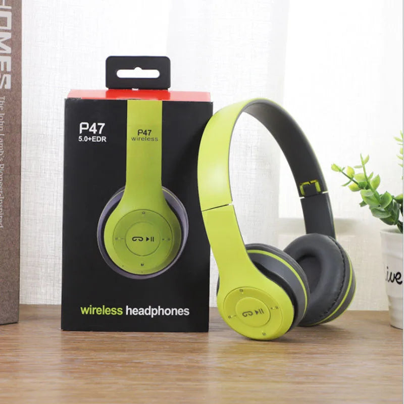 P47 Bluetooth 5.0 Wireless Headphone Foldable HIFI Stereo Bass Earphone Kid Helmet Gift With Mic USB Adaptor For iPhone Game - TechSmartX
