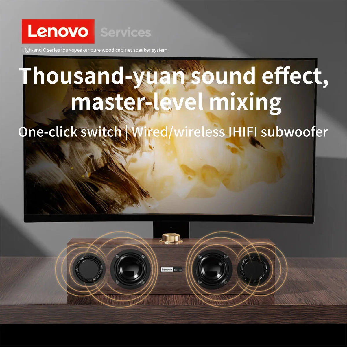 Lenovo C02 Multimedia Speaker Bluetooth Speaker Wired/Bluetooth Dual-Mode Speaker Retro Speaker Universal for Tv, Computer, and Mobile Phone Subwoofer - TechSmartX
