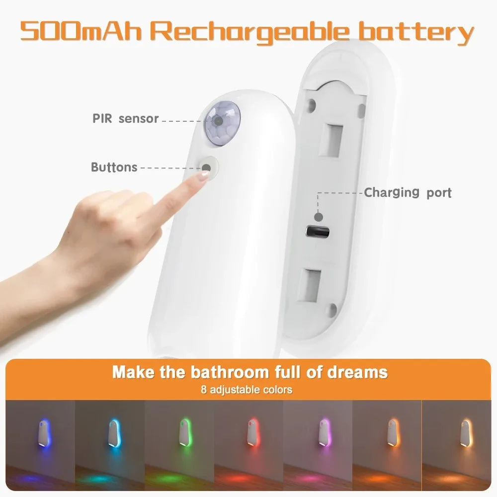 Toilet Night Light Motion Sensor Light Toilet Bowl Light RGB 7Color Changing For Bathroom Decoration LED Rechargeable LED Light - TechSmartX