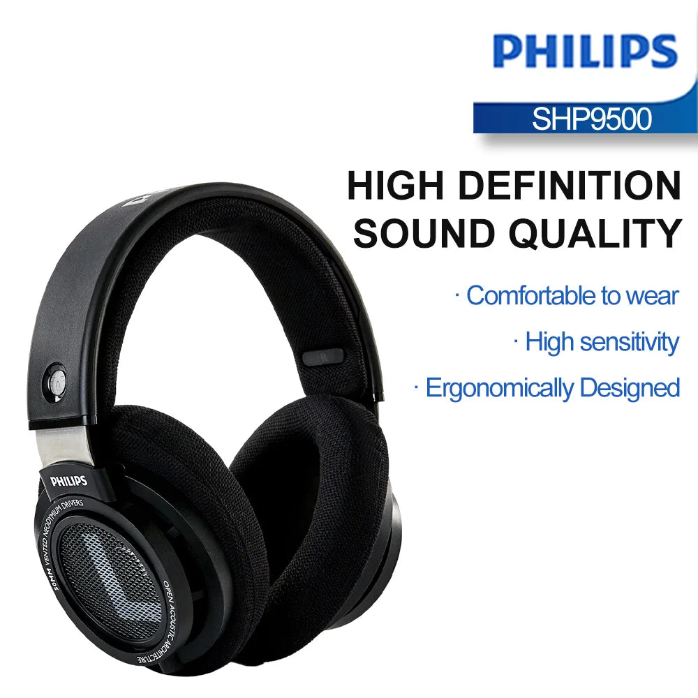 Philips SHP9500 Head-mounted Wired Headphones HiFi Stereo Earphone Monitor Class Music Earbuds E-sports Game Universal Headset - TechSmartX
