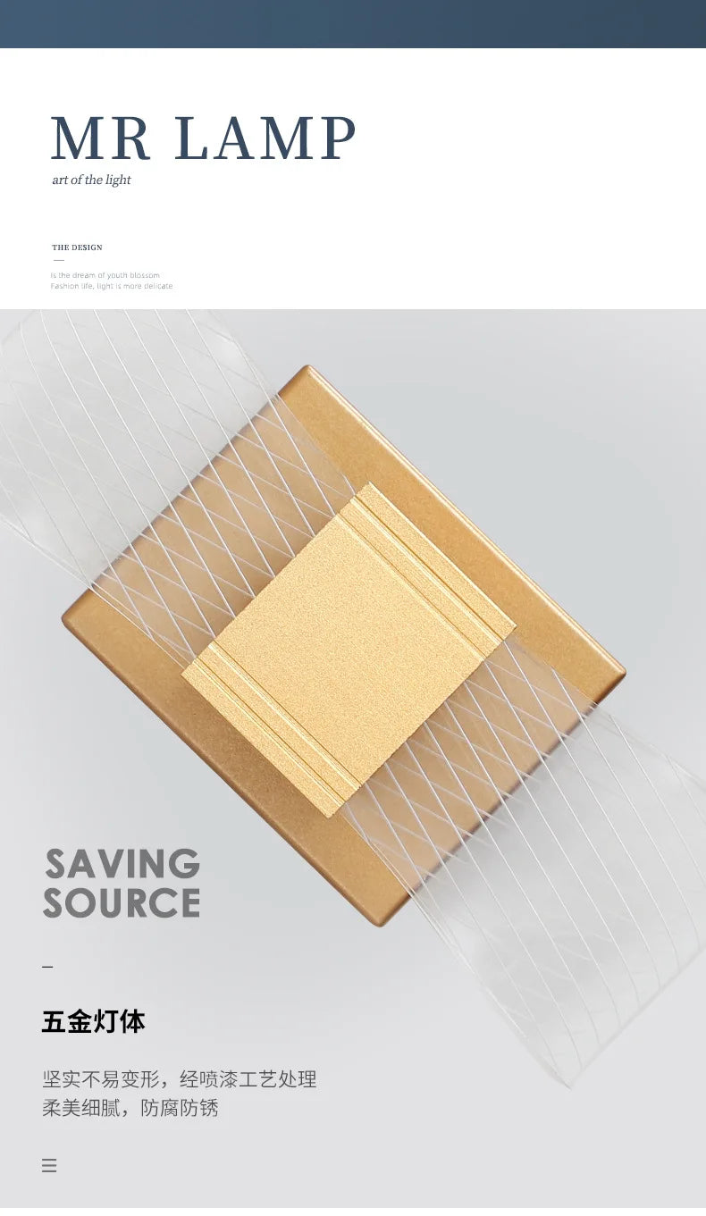 Acrylic Aluminum Wall Bedside Lamp Warm Light Lustre Modern Fashion Nordic Simple Home Living Dining Room Decor - TechSmartX