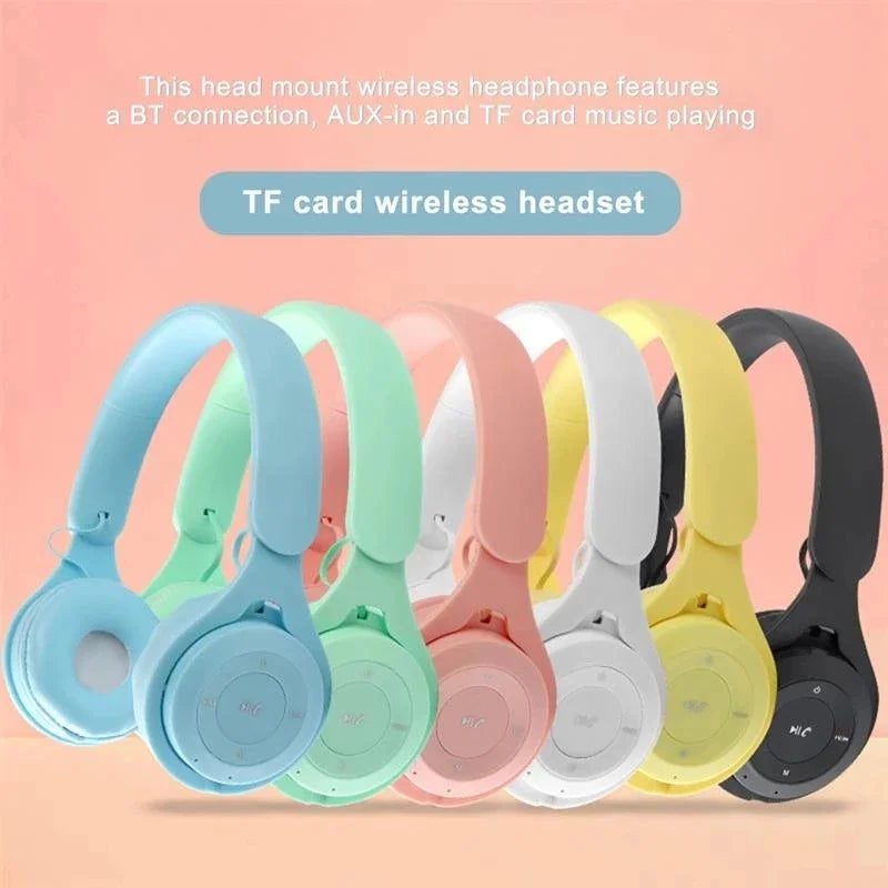 Y08 Macaron Wireless Bluetooth Headband Headphones with Mic Stereo Gaming Headset Gamer Girl Gift for Mobile Tablet - TechSmartX