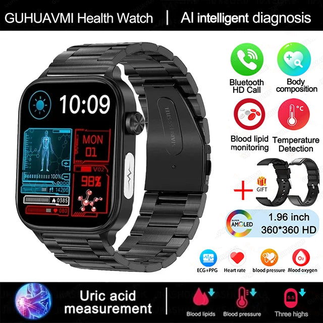 2025 New ECG+PPG Monitoring Smart Watch Women Blood pressure Blood Lipid Uric Acid Women Menstrual Health Tracker Smartwatches - TechSmartX