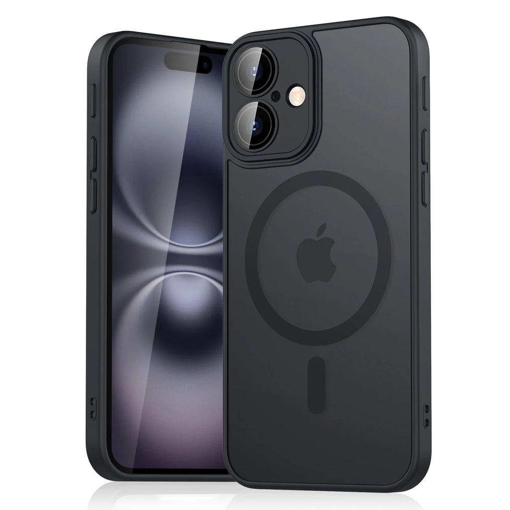 Luxury Magnetic Matte Translucent Armor Shockproof Case For iPhone 11 12 13 14 15 16 For Magsafe Wireless Charge Cover