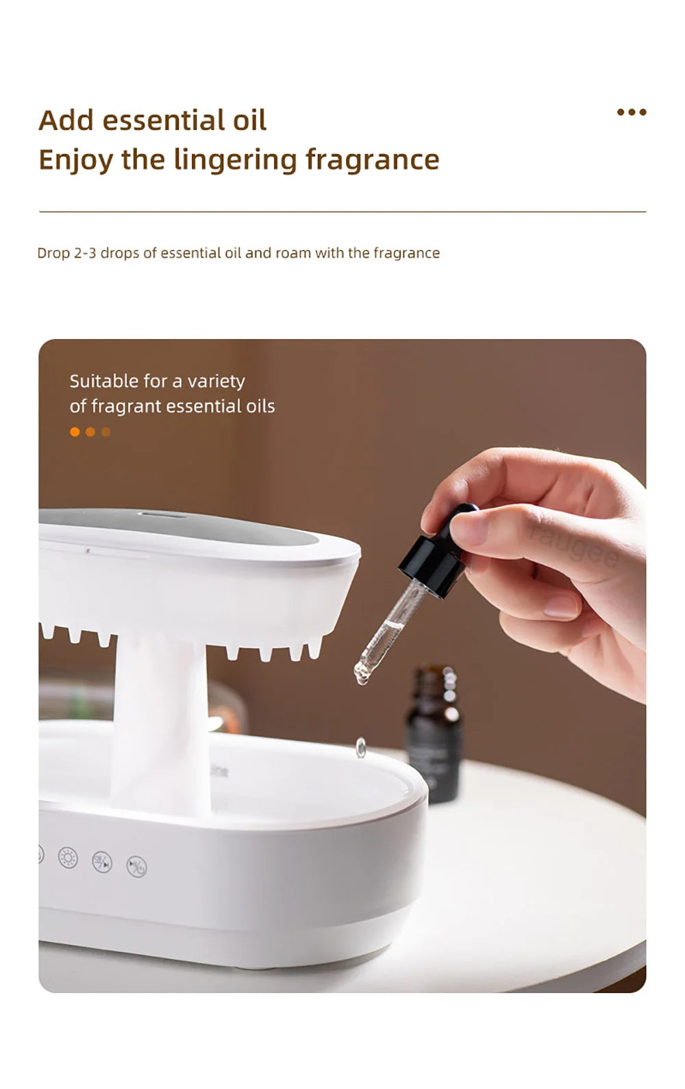 Aroma Humidifier Raindrop Air Humidifier Colorful Light White Noise Essemtial Oil Diffuser Home Ultrasonic Fragrance Diffuser - TechSmartX