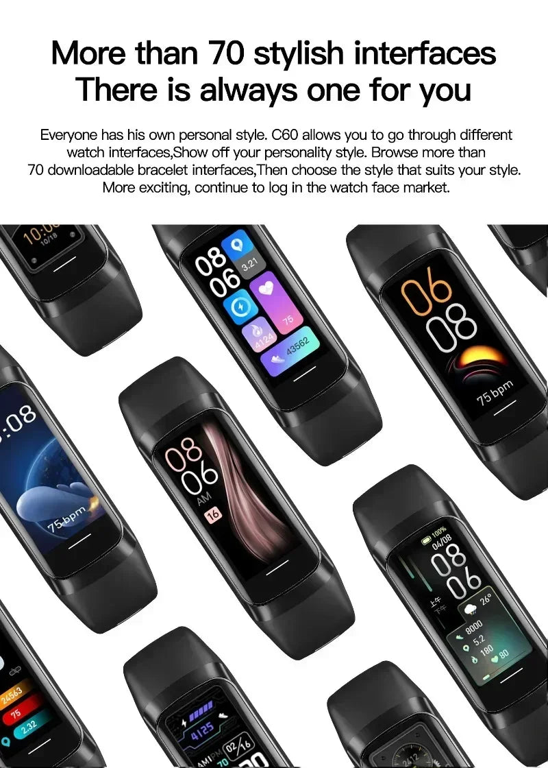 Amoled Color Screen Smart Watch Men Smart Band Heart Rate Blood Oxygen Smartwartch Women Smart Bracelet Sports Fitness Tracker - TechSmartX