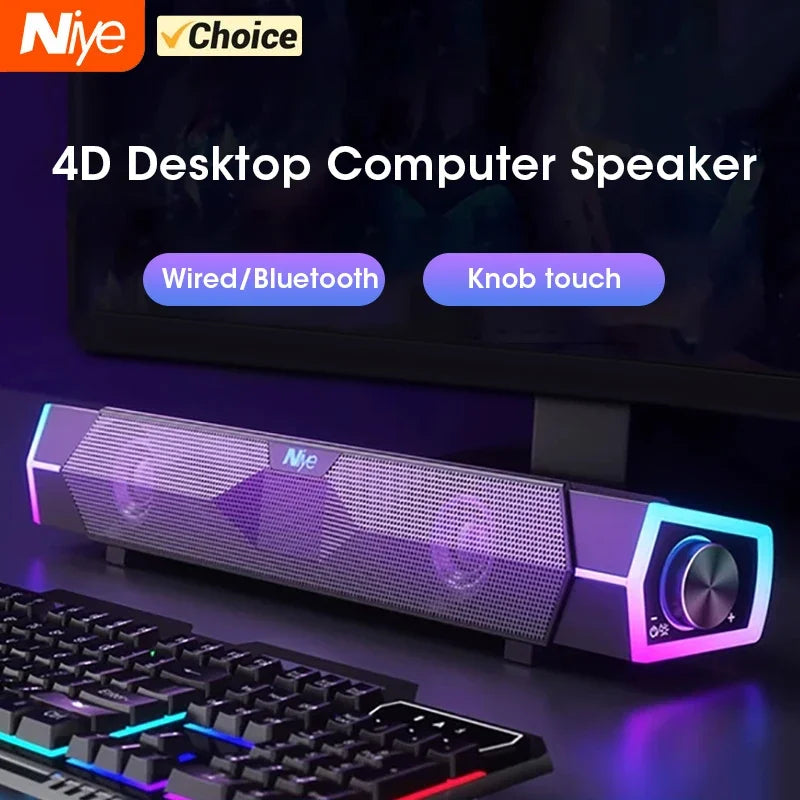 4D Computer Speakers Bluetooth 5.0 Wired Loudspeaker Surround Soundbar Speaker Stereo Subwoofer Sound bar for Laptop Notebook PC - TechSmartX