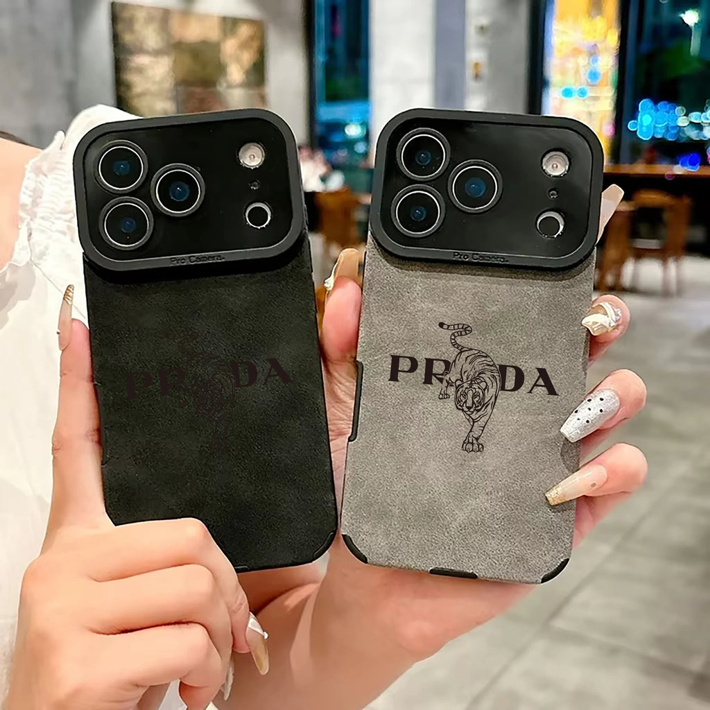 Microfiber Leather phone case for iphone 17 16 15 14 plus 13 12 11 pro max 16E cover Luxury funda Italy tiger streetwear cases