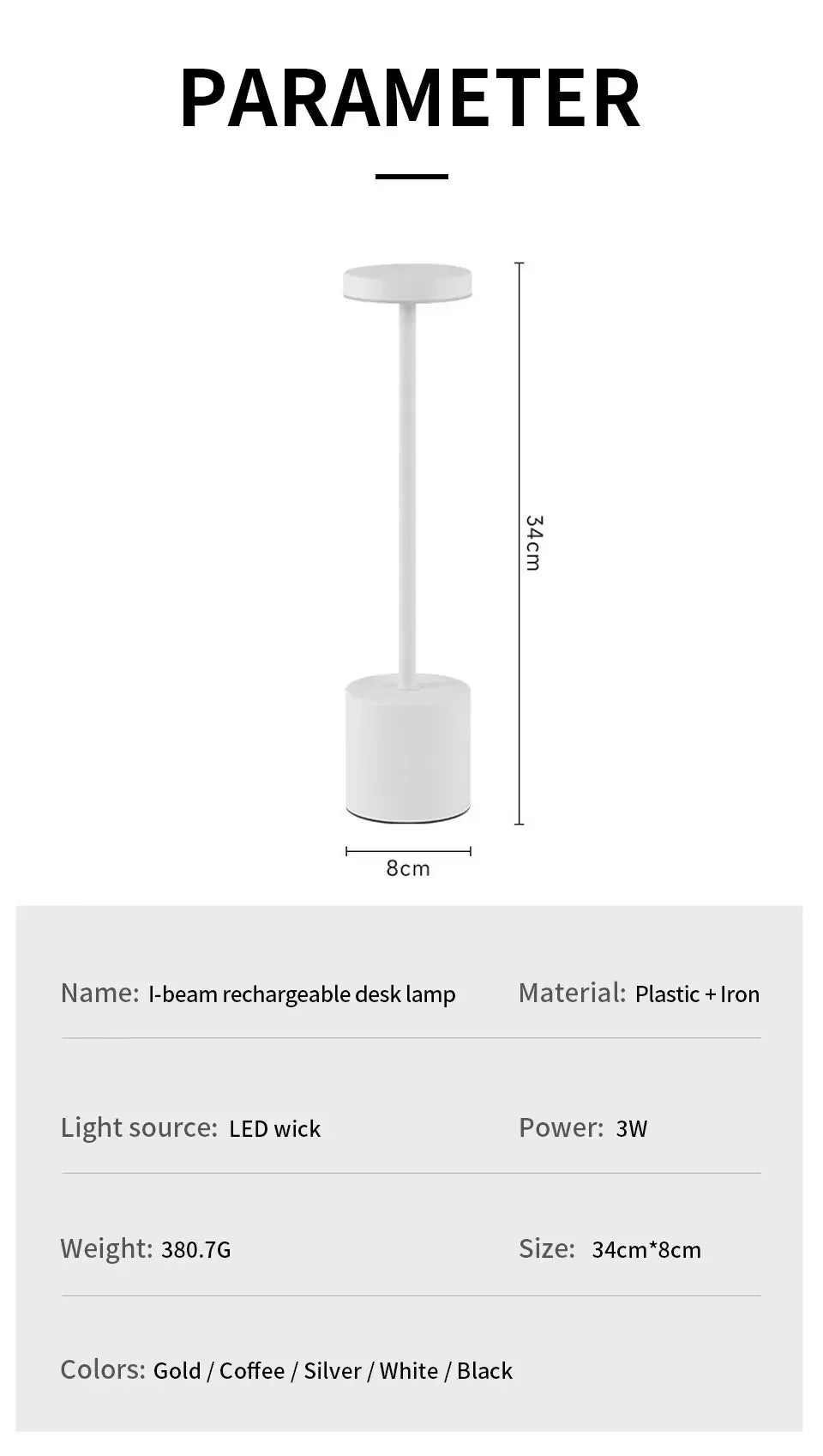 Classic Table Lamp USB Rechargeable Night Light Stepless Dimming Touch Desk Lamp 3 Colors Bedside Lamp Bar Hotel Decoration - TechSmartX