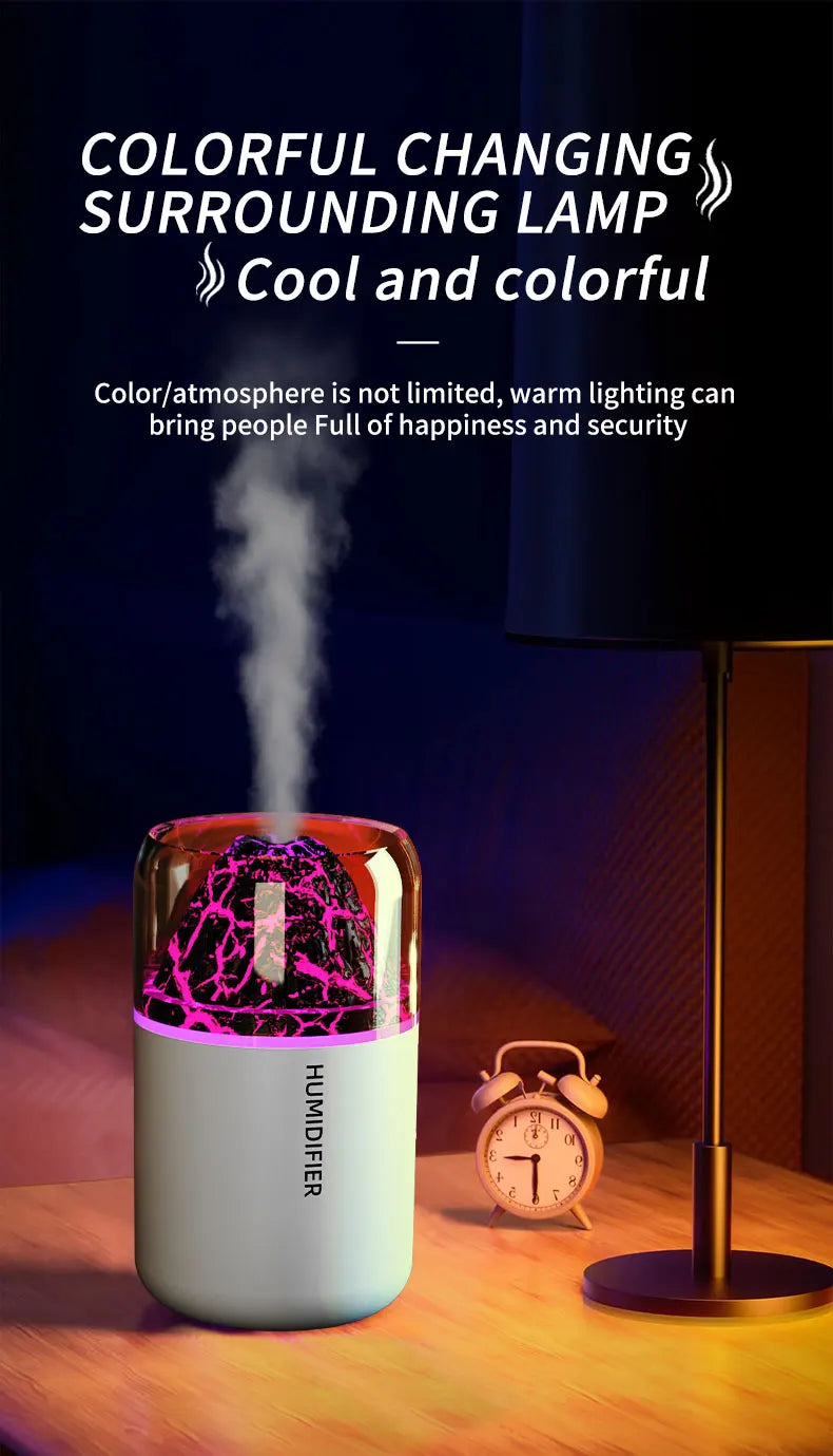 The simulated volcanic color lamp humidifier USB aromatherapy diffuser is suitable for use in cars, homes, bedrooms, as a gift, - TechSmartX