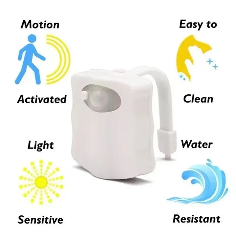 Motion Sensor Light Wireless LED Night Light RGB 8colors Lamp Toilet Bathroom Atmosphere Light Colorful Sensor LED Night Lights - TechSmartX