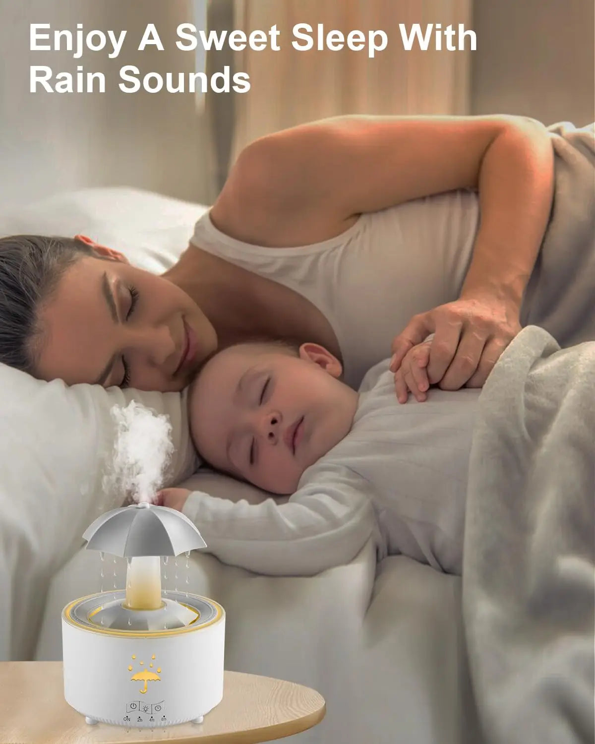 Rainbow Raindrop Aromatherapy Machine Rotating Water Drop Humidifier 7-Color Lamp Creative Umbrella Essential Oil Diffuser - TechSmartX