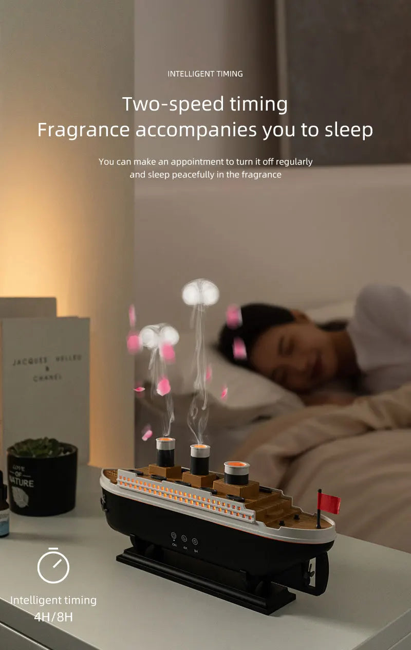 Retro Ship Air Humidifier Ultrasonic Aromatherapy Diffusers Mist Maker Fragrance Essential Oil Aroma Difusor Remote control - TechSmartX