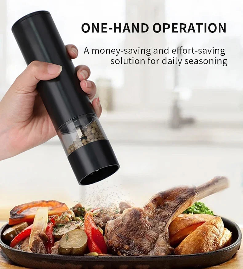 USB Rechargeable Electric Salt and Pepper Grinder Adjustable Coarseness Large Capacity Auto Spices Grinders Kitchen Cooking Tool - TechSmartX