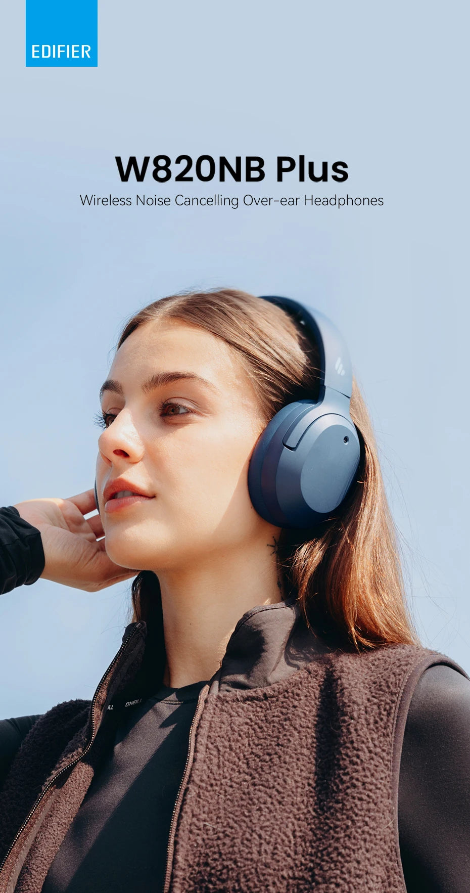 Edifier W820NB Plus(2025 Ver.) ANC Wireless Headphone Bluetooth 6.1 Over-ear Headset -49dB Noise Canelling Earphone Hi-Res Audio - TechSmartX