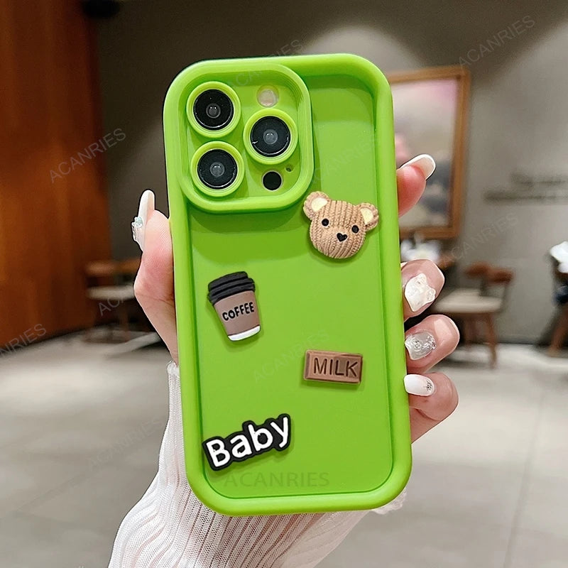 Note13 Cute 3D Bear Liquid Silicone Case On For Xaiomi Redmi Note 13 Pro 4g 5g 13pro Plus 12 Cartoon Soft Cover 13c Poco M6 X6