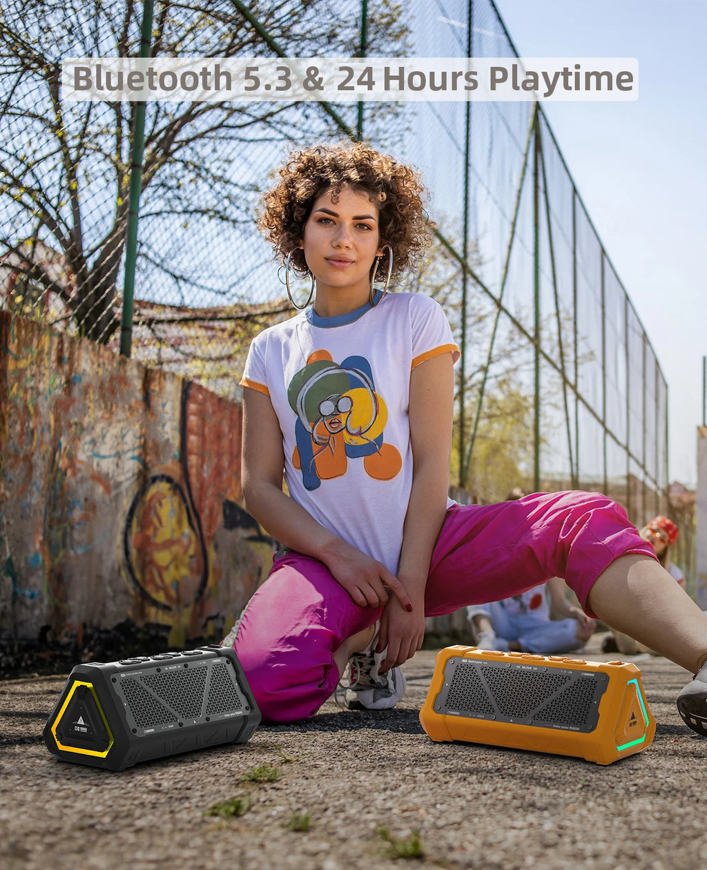 MLOVE P3 Outdoor Bluetooth Speaker, 40W Output Power Bluetooth 5.3 Speaker ,Stereo Sound IPX7 Waterproof,Micro SD Card,RGB Light - TechSmartX