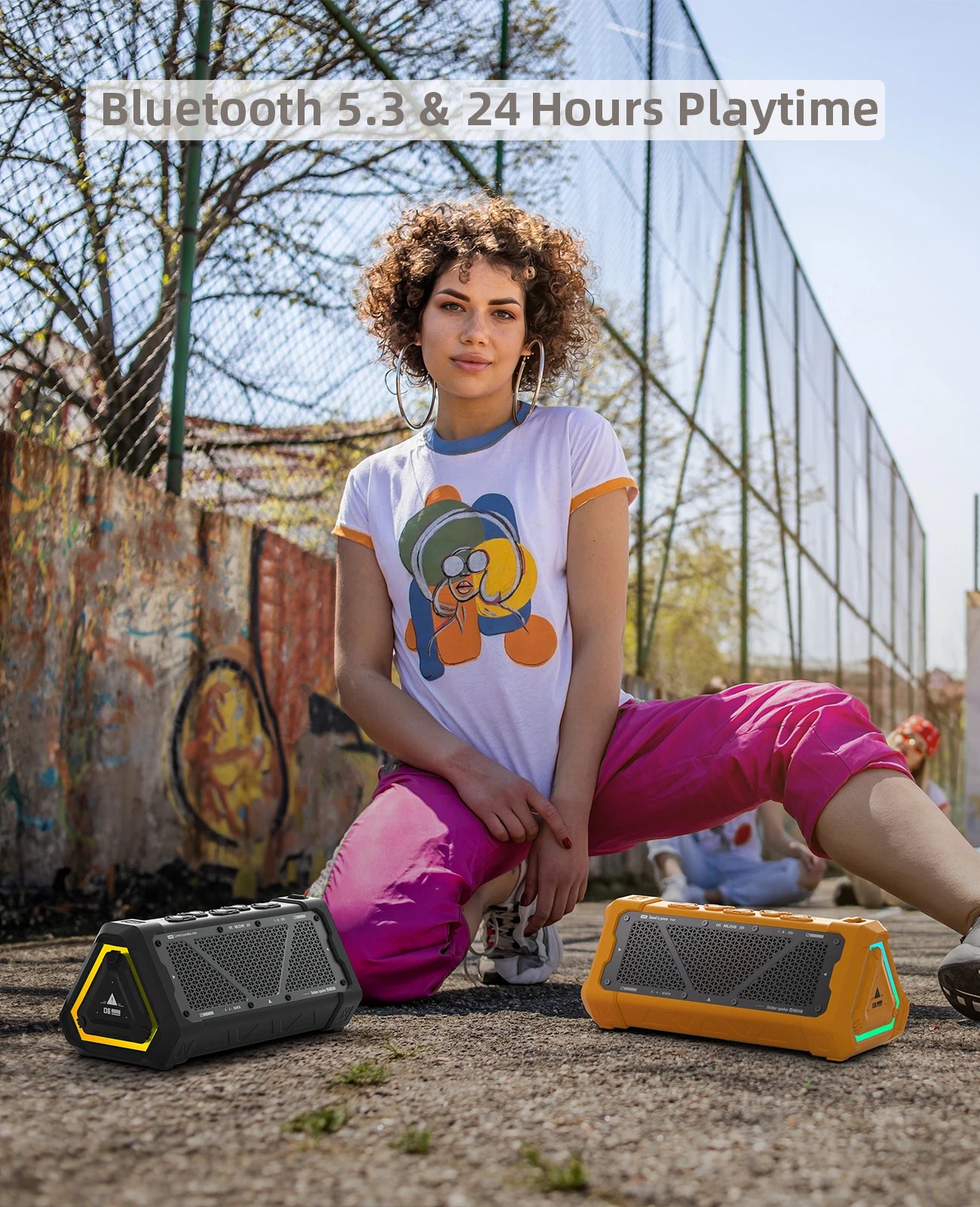 MLOVE P3 Outdoor Bluetooth Speaker, 40W Output Power Bluetooth 5.3 Speaker ,Stereo Sound IPX7 Waterproof,Micro SD Card,RGB Light - TechSmartX
