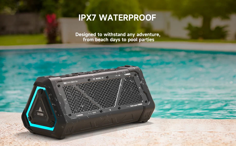 MLOVE P3 Outdoor Bluetooth Speaker, 40W Output Power Bluetooth 5.3 Speaker ,Stereo Sound IPX7 Waterproof,Micro SD Card,RGB Light - TechSmartX