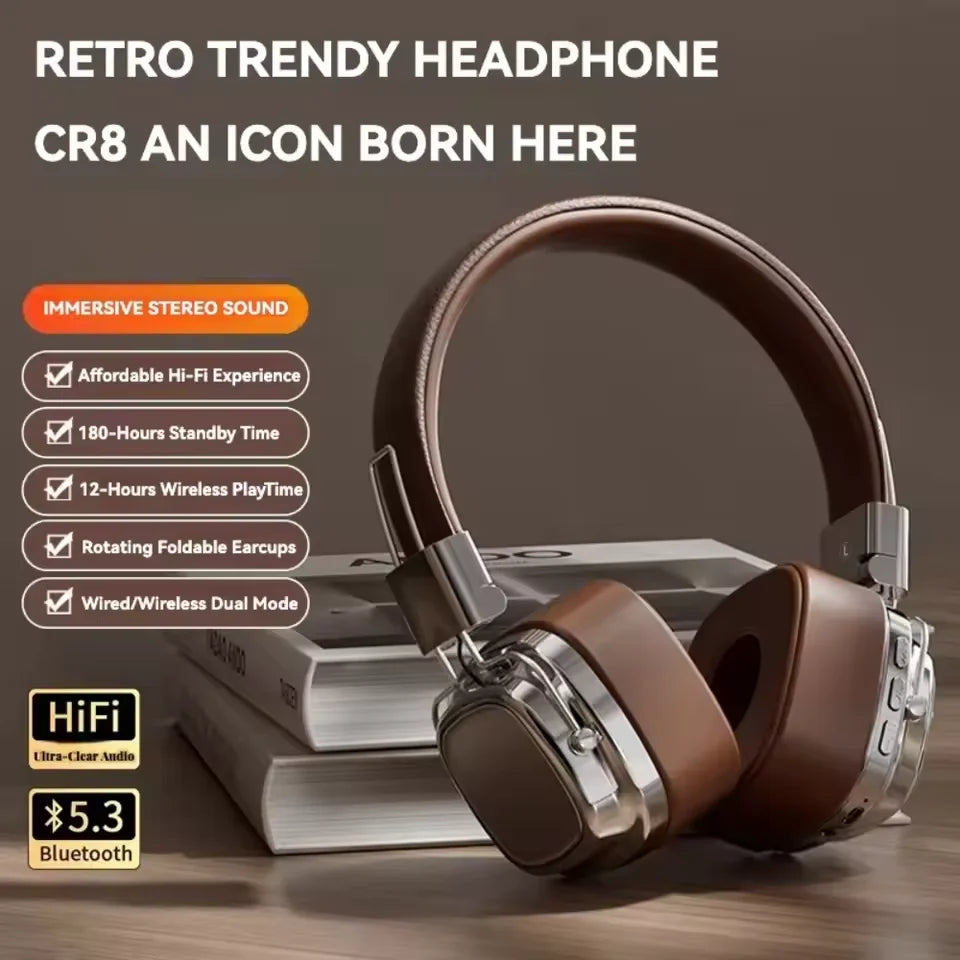 2025 New 5.3 Foldable Wireless Bluetooth Headsets Headset Gamer Choice Retro Over Ear Headphones DJ Stereo Sounds Bluetooth - TechSmartX