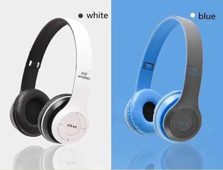 P47 Bluetooth 5.0 Wireless Headphone Foldable HIFI Stereo Bass Earphone Kid Helmet Gift With Mic USB Adaptor For iPhone Game - TechSmartX
