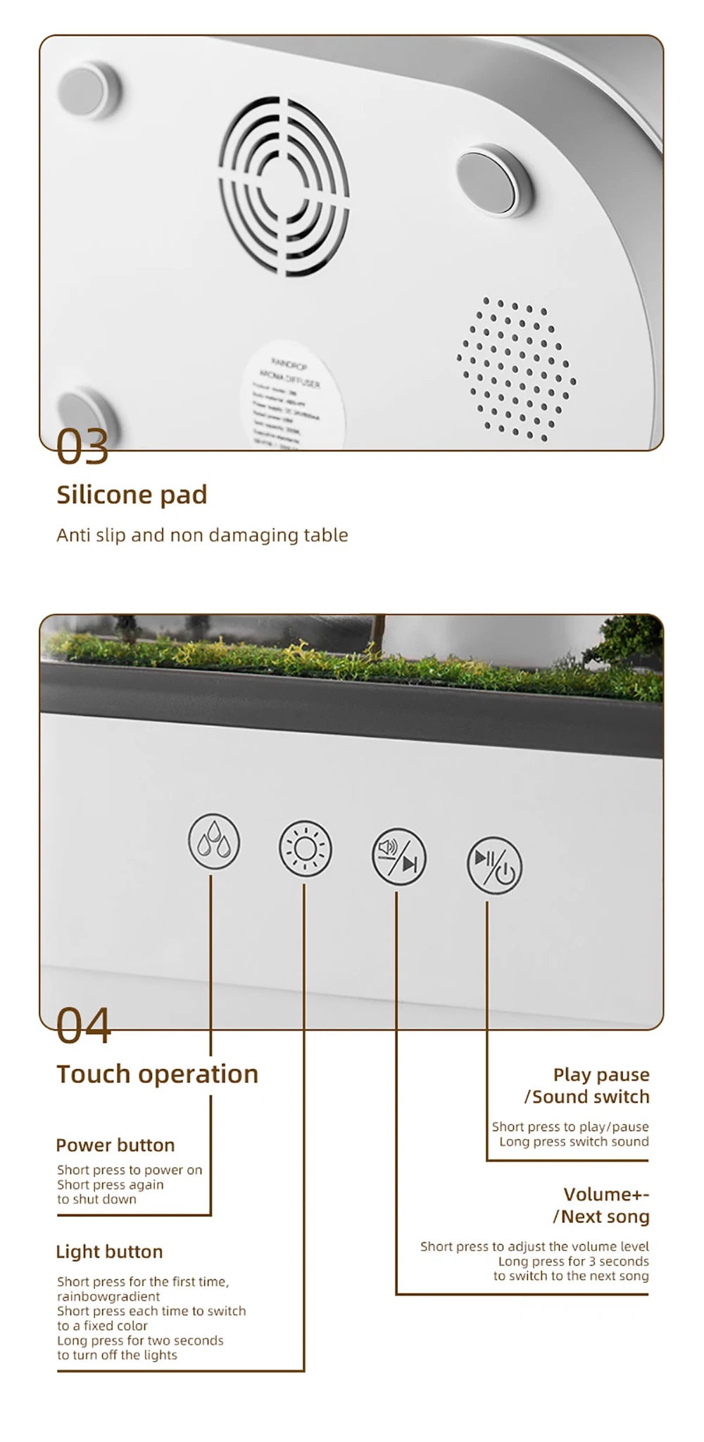 Aroma Humidifier Raindrop Air Humidifier Colorful Light White Noise Essemtial Oil Diffuser Home Ultrasonic Fragrance Diffuser - TechSmartX