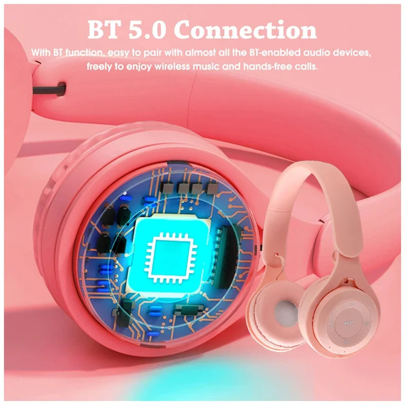 Y08 Macaron Wireless Bluetooth Headband Headphones with Mic Stereo Gaming Headset Gamer Girl Gift for Mobile Tablet - TechSmartX