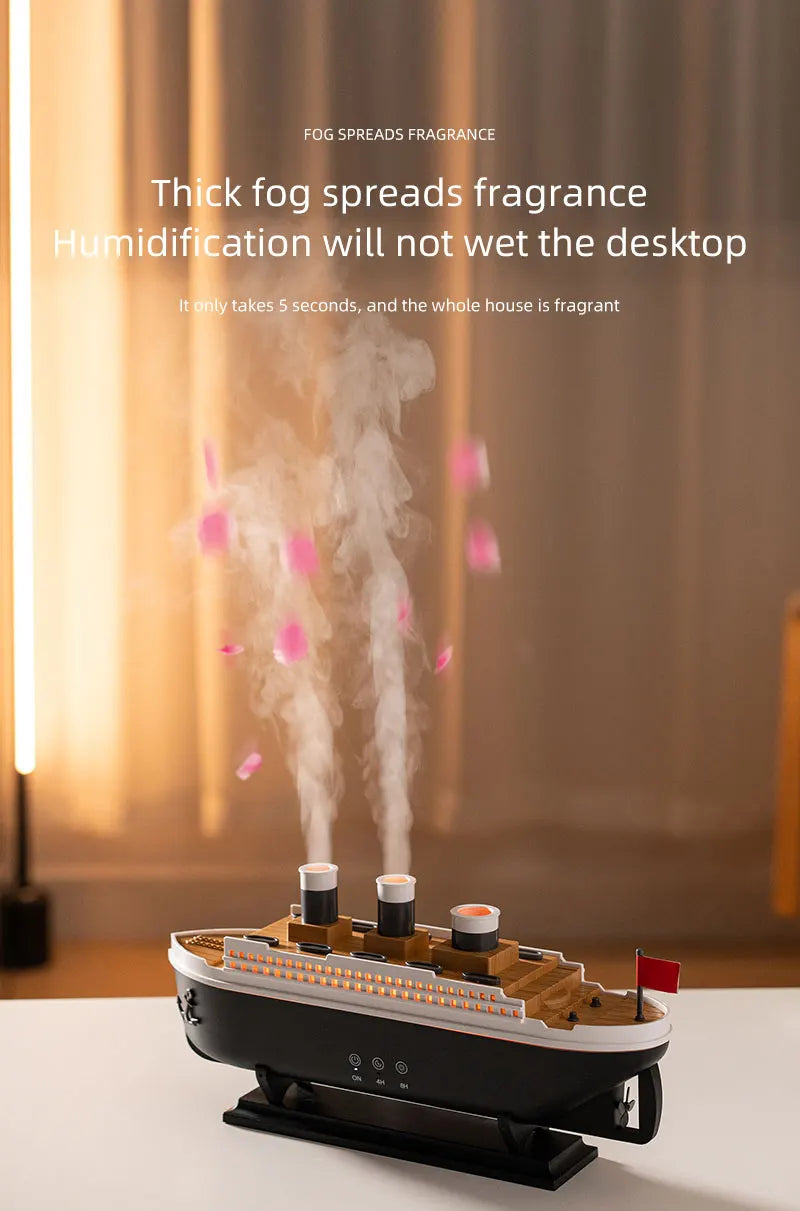 Retro Ship Air Humidifier Ultrasonic Aromatherapy Diffusers Mist Maker Fragrance Essential Oil Aroma Difusor Remote control - TechSmartX