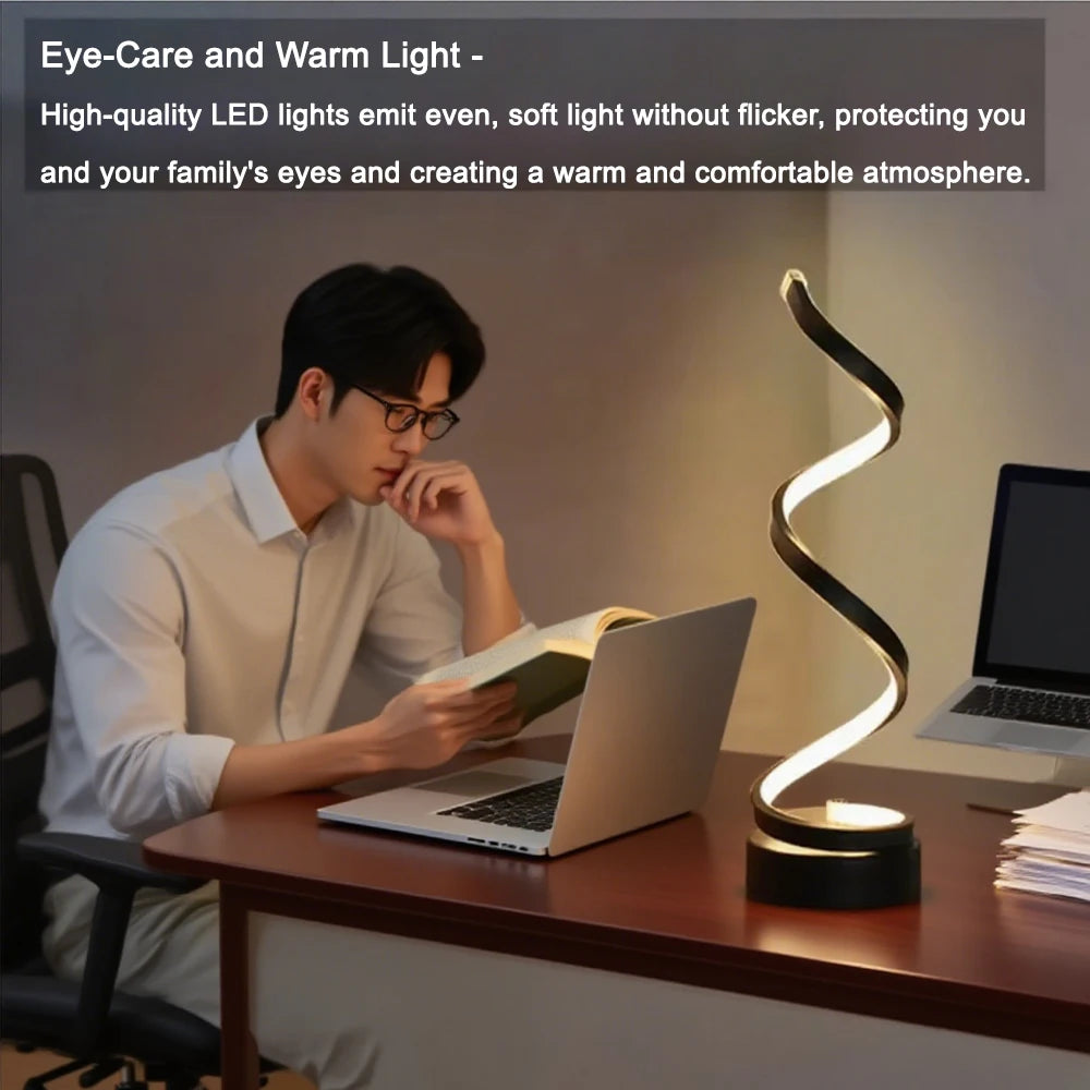 LED spiral dimmable table lamp suitable for living room bedroom study adjustable brightness bedside lamp for office and home use - TechSmartX
