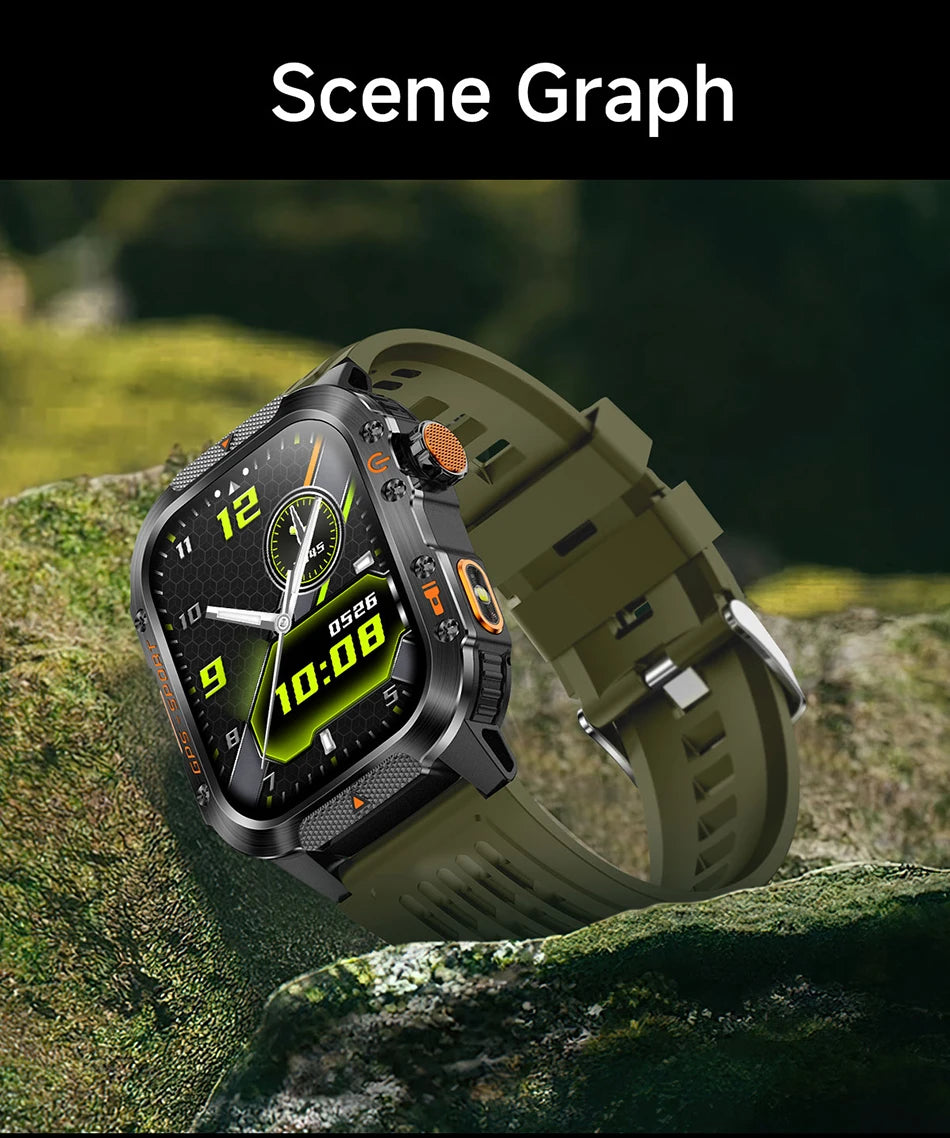 2025 New Military Outdoor Smart Watch Men's GPS Flashlight Bluetooth Call 2.01" AMOLED Screen 3ATM Waterproof Sports Smartwatch - TechSmartX