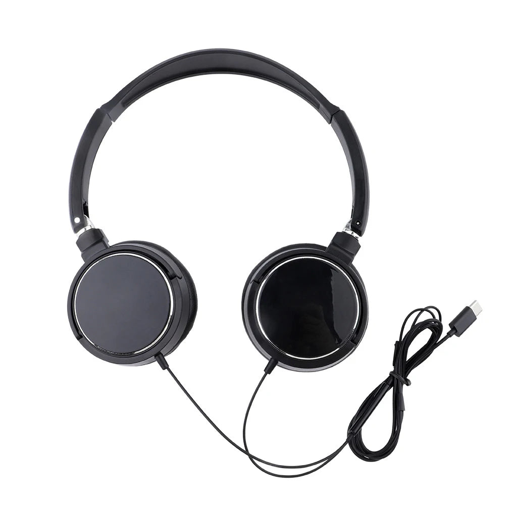 3.5mm/Type-C Wired Headphones Noise Cancelling Business Over Ear Headset Flexible Adjustable Stereo Earphones for PC MP3 Mobile - TechSmartX