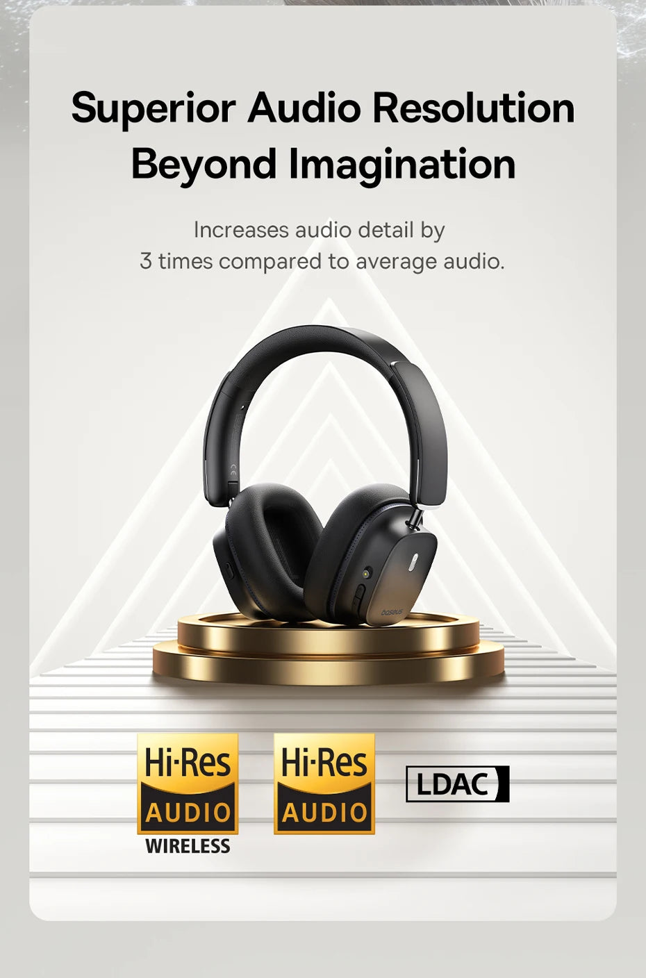 Baseus Bowie 30 Max Wireless Headphones Hi-Res Audio LDAC Bluetooth 5.4 -45dB Active Noise Cancellation Headset - TechSmartX