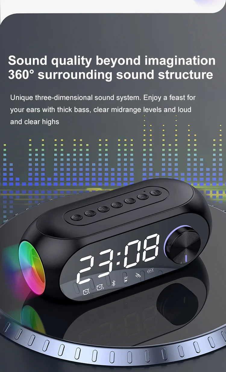 Alarm Clock Radio FM Bluetooth Speaker Portable Subwoofer Caixa De Som Sound Box Music Wireless Mini Woofers Bocina Lamp Column - TechSmartX