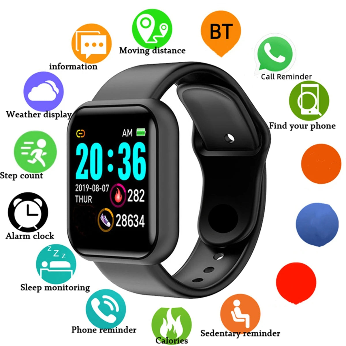 Smartwatch Men Women Wristwatches Smart Watch Message Fitness Monitor Bracelet Birthday Gift Electronic Clock For Android IOS - TechSmartX