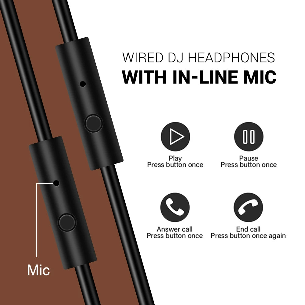 Oneodio Pro 30 Professional Studio DJ Headphones With Microphone Over Ear Wired Earphones HiFi Monitors Foldable Gaming Headset - TechSmartX