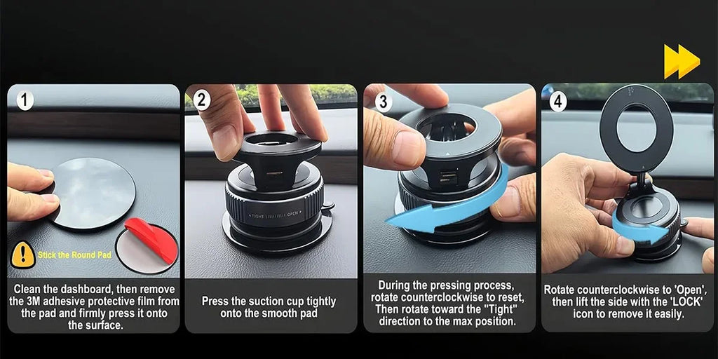 Vacuum magnetic phone holder, Magsafe suction cup phone holder, 360 ° adjustable magnetic phone holder, pocket sized foldable - TechSmartX