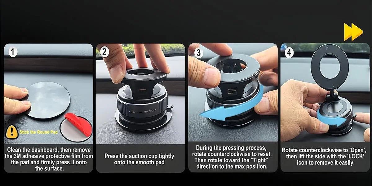 Vacuum magnetic phone holder, Magsafe suction cup phone holder, 360 ° adjustable magnetic phone holder, pocket sized foldable - TechSmartX