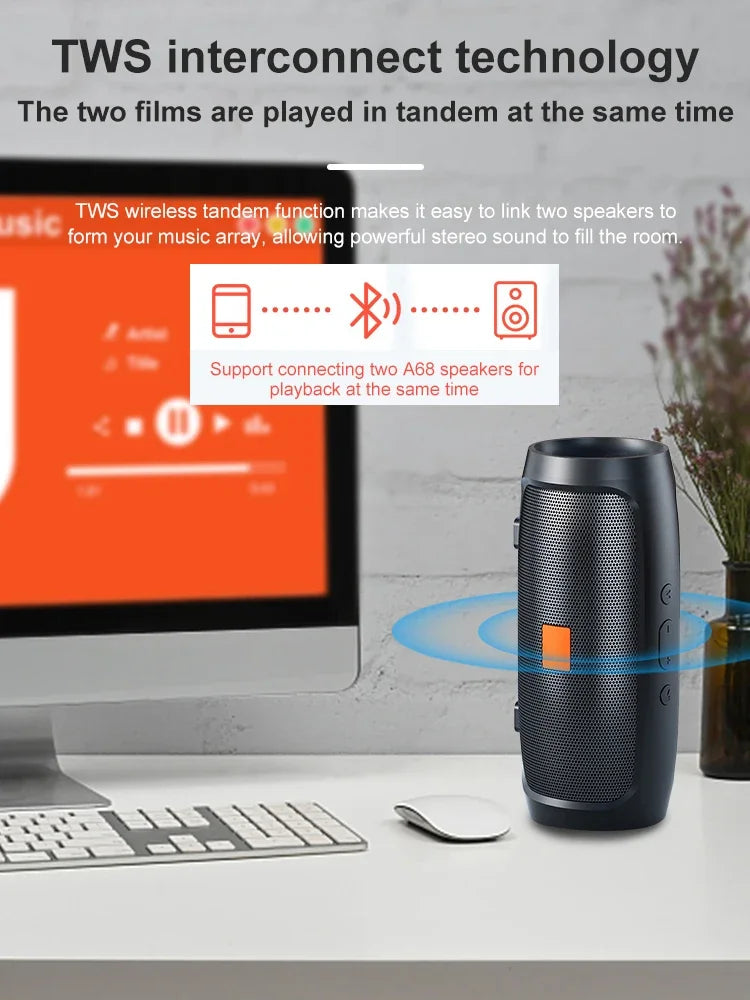 TF USB Bluetooth Speaker Dual Speaker Stereo Outdoor Tfusb Playback Fm Voice Broadcasting Portable Subwoofer Wireless Speaker - TechSmartX