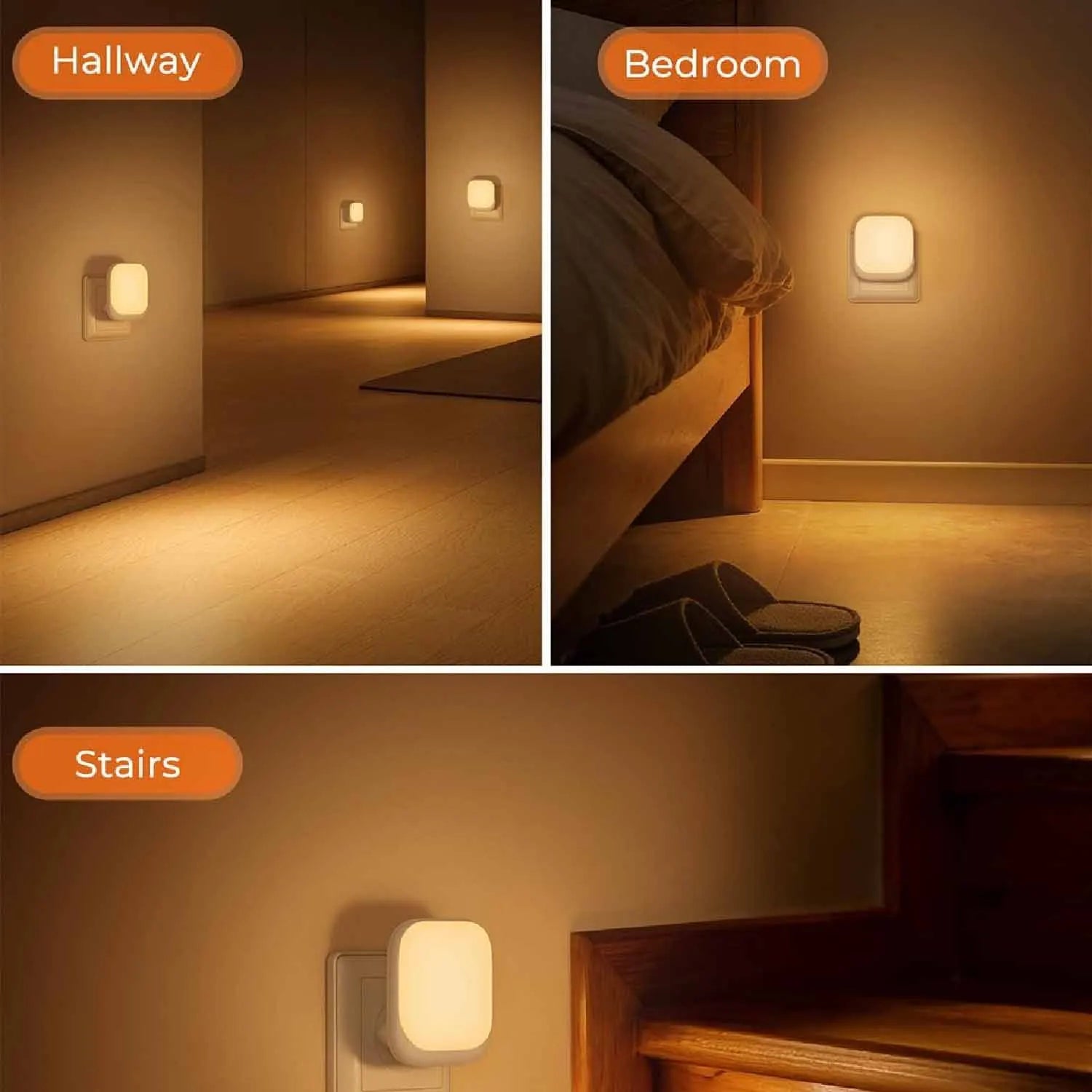 1pc Night Light Socket with Twilight Sensor, Night Light with 3 Brightness Dimmable for Bedroom, Hallway, Kitchen, Living Room, - TechSmartX