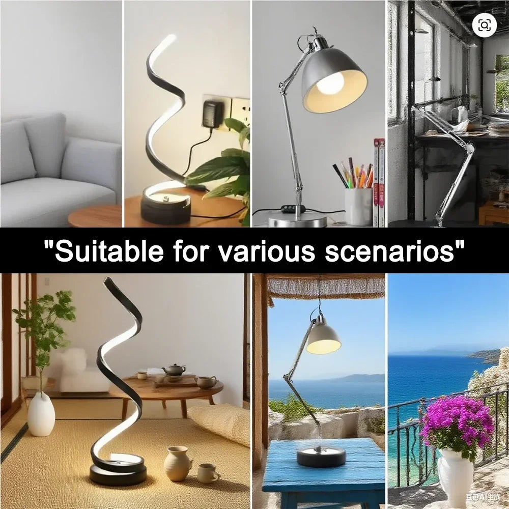 LED spiral dimmable table lamp suitable for living room bedroom study adjustable brightness bedside lamp for office and home use - TechSmartX