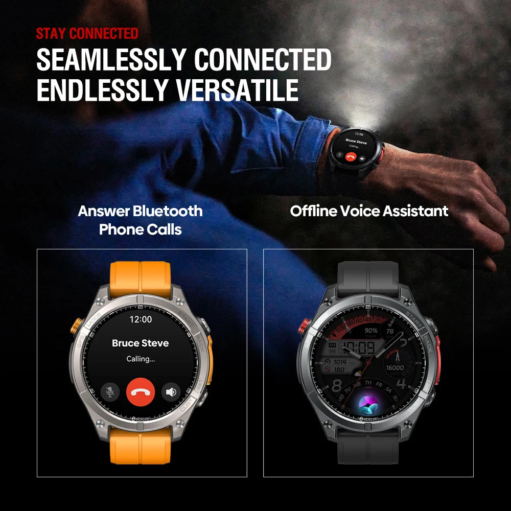 NEW Zeblaze Stratos 4 GPS Smart Watch 1.43 AMOLED Display Built-in Compass Barometric Altimeter Flashlight Voice Call Smartwatch - TechSmartX