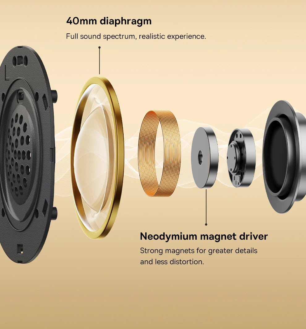 Baseus Bowie D05 Wireless Headphone 3D Spatial Audio Earphone Bluetooth 5.3 Headset 40mm Driver Foldable Over Ear Headphone 70H - TechSmartX