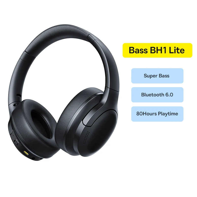 Baseus Wireless Headphones Bluetooth 5.3 HIFI Level Earphone 40mm Driver Foldable Over Ear Headsets 70H Playtime Spatial Audio - TechSmartX
