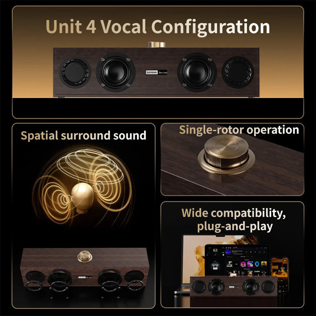 Lenovo C02 Multimedia Speaker Bluetooth Speaker Wired/Bluetooth Dual-Mode Speaker Retro Speaker Universal for Tv, Computer, and Mobile Phone Subwoofer - TechSmartX