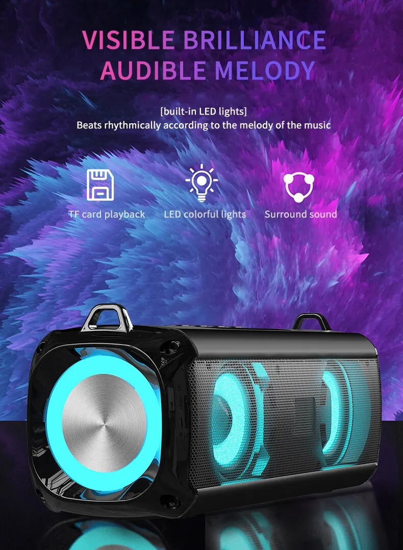 Popular Rockmia RGB LED Lights Speaker EBS-045 BT 5.0 Portable Wireless Bluetooth Music Player Micrphone Built TF Card Support - TechSmartX