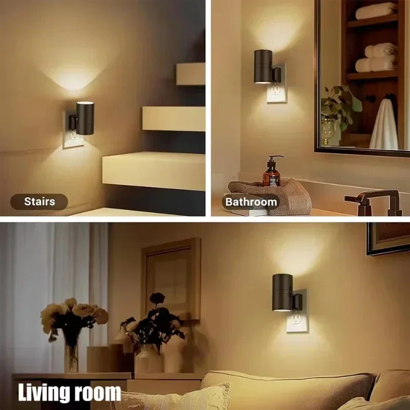 LED Night Light Plug in Dusk to Dawn Sensor Adjustable Brightness Dimmable Night Lights for Kitchen Hallway Bedroom Stairs - TechSmartX
